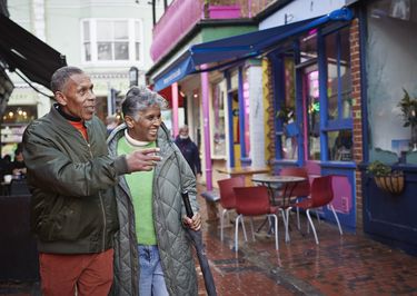 An older couple enjoying a day on the high street