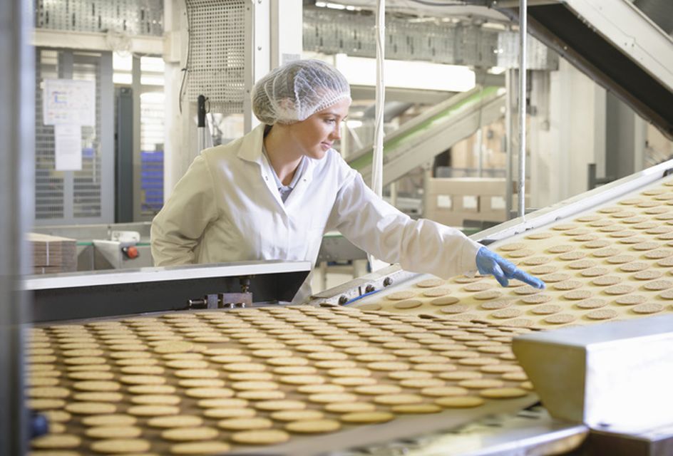 A food safety worker inspecting food