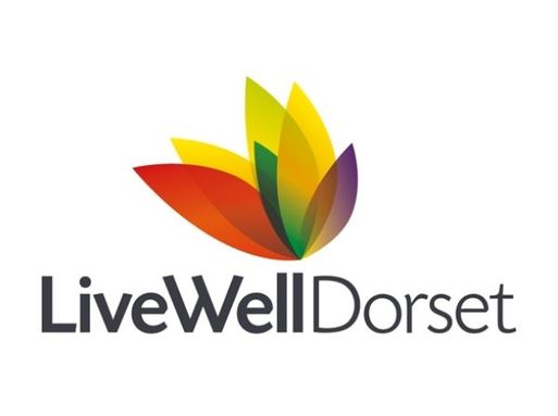 A logo showing a colourful flower with text underneath reading "Live Well Dorset"