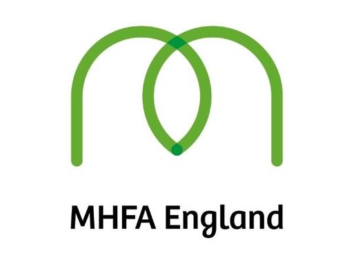 A logo showing a big green M with black text underneath that reads "MHFA England"