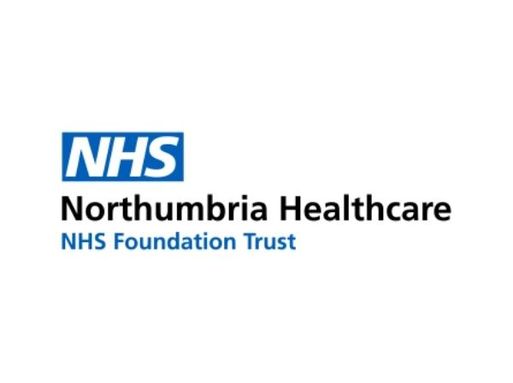 A logo showing "NHS" in white text on a blue background, with black and blue text underneath that reads "Northumbria Healthcare NHS Foundation Trust"